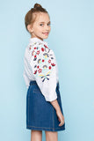 Bossy Little Lady in an Embroidered Button Up Shirt