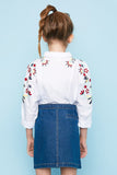 Bossy Little Lady in an Embroidered Button Up Shirt