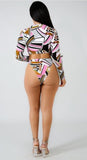 Kaleidoscope Crop Long Sleeved Swimsuit