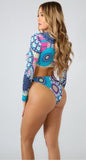 Matrix Crop Long Sleeved Swimsuit