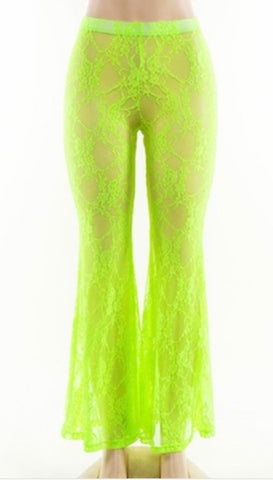 Neon Lights out Lace Bell Bottoms