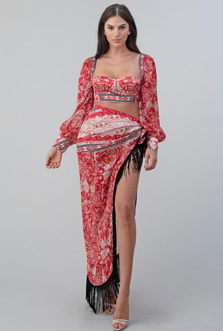 Arabian Stunner Fringe Skirt Set