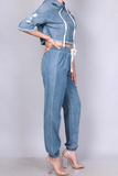 Denim Crop & Joggers Set